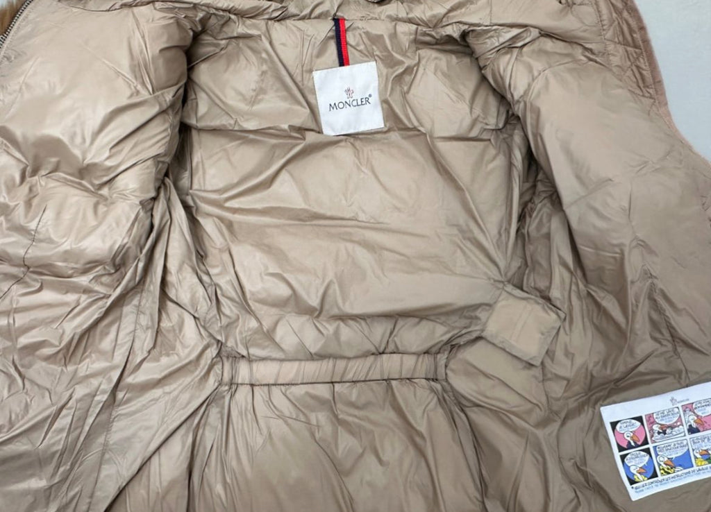 Beige M Fur Trim Puffer