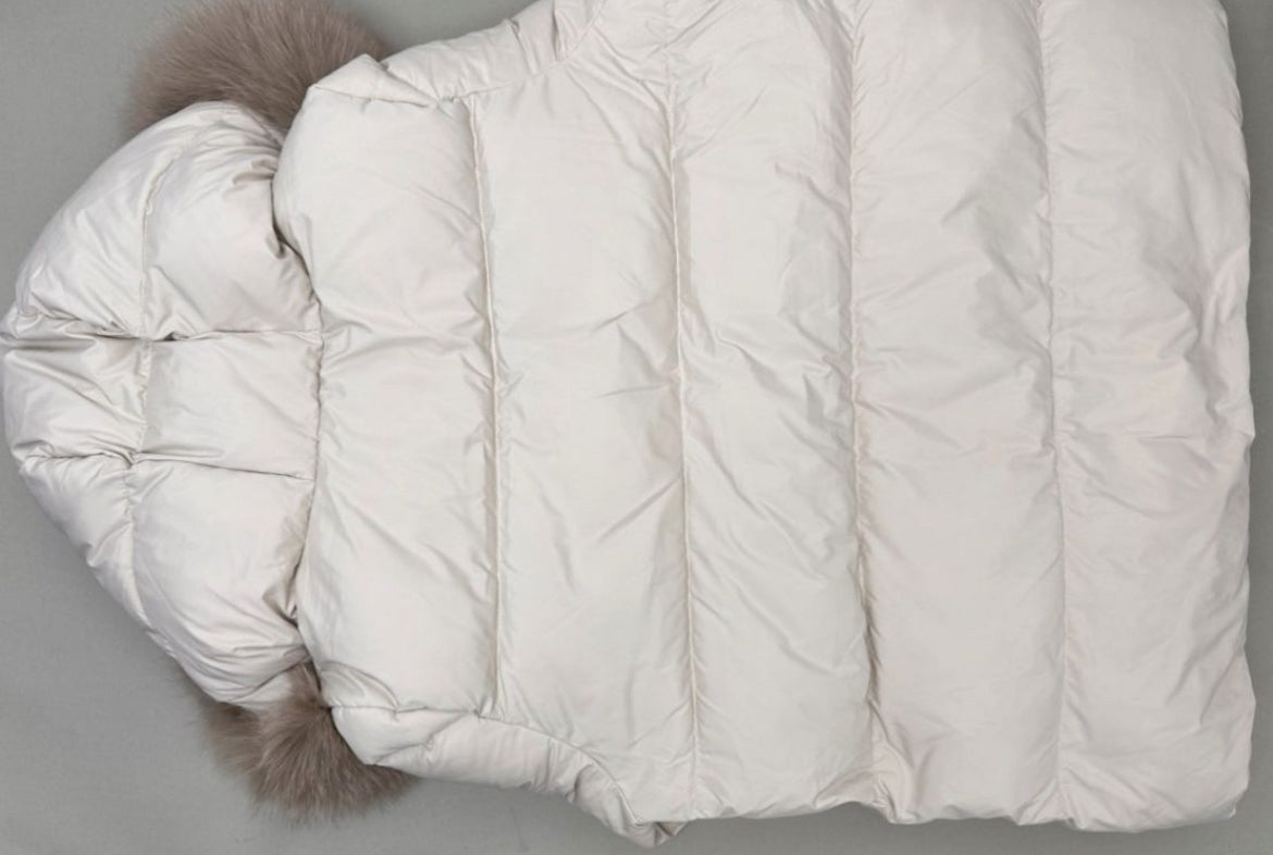 Cream M Fur Trim Puffer