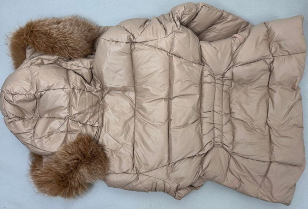 Beige M Fur Trim Puffer