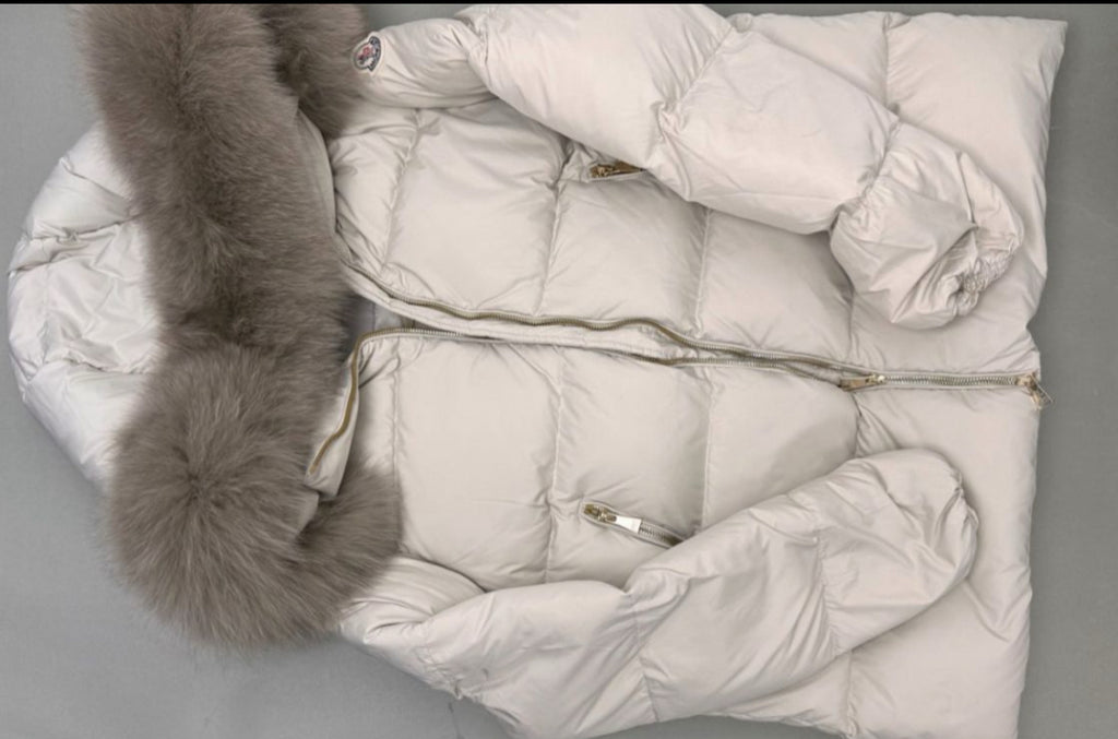 Cream M Fur Trim Puffer
